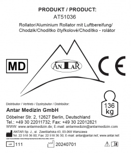 AT51036 Aluminium Reise Rollator mit Luftbereifung E AT51036