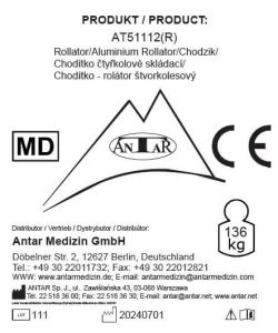AT51112 Aluminium Rollator E AT51112 R