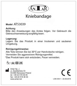 AT53039 Knieorthese mit Spiralförmigen Verstärkungen Hinweisblatt