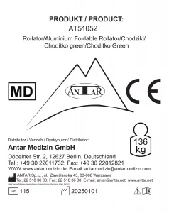 AT51052 Aluminium Rollator – Leicht, stabil und komfortabel AT51052